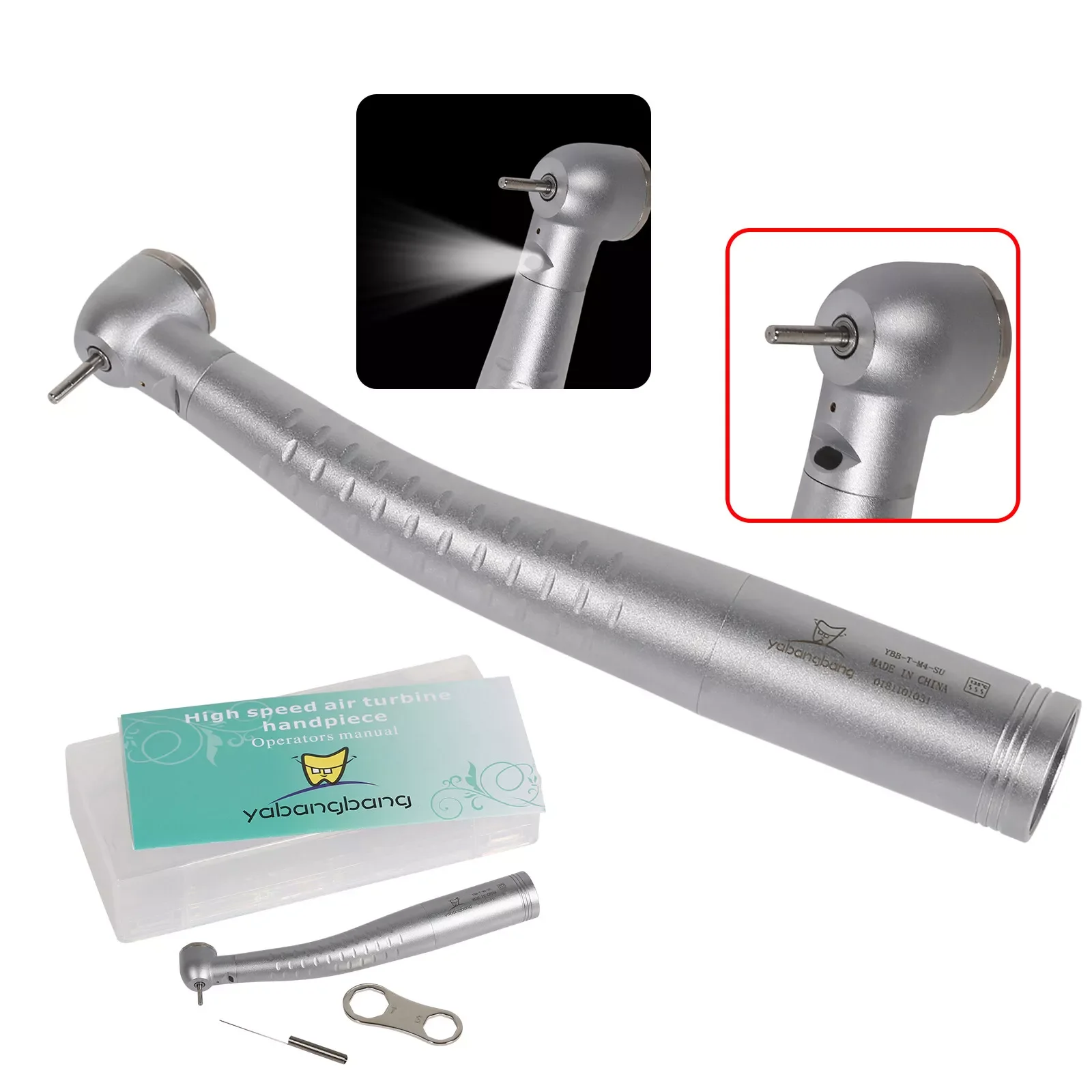 Pieza de mano Dental de fibra óptica LED de alta velocidad, turbina de botón pulsador de cabeza grande compatible con acoplador rápido KAVO MULTIflex, 4/6 agujeros