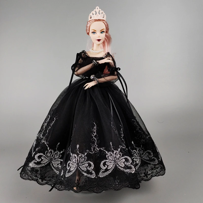Black Handmade Clothes For 11.5" Doll Outfits Princess Dress 1/6 Dolls Accessories Puff Sleeve Bowknot Party Gown Toy view 4