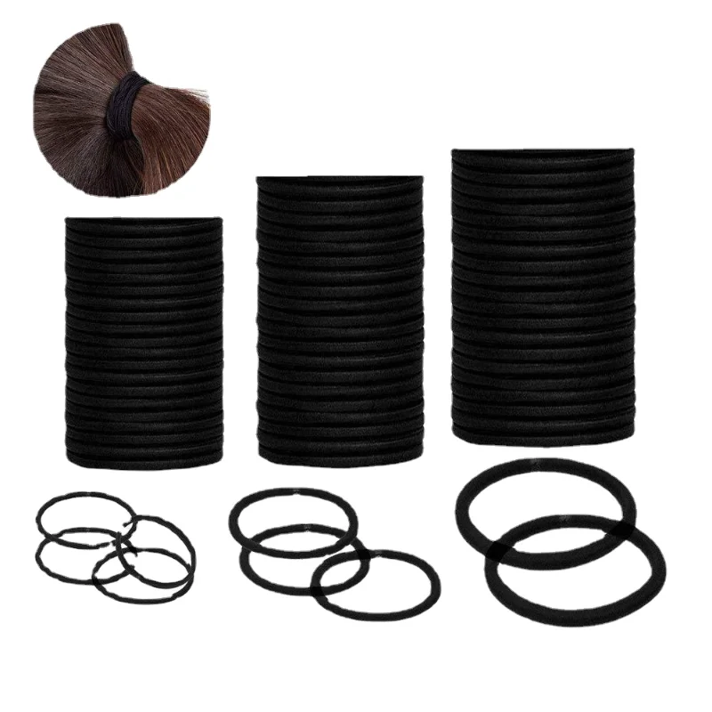 

50pcs Women Girls Hair Rubber Bands Hair Tie Ropes Elastic Hairband Ponytail Holders Headbands Scrunchies Black 4mm