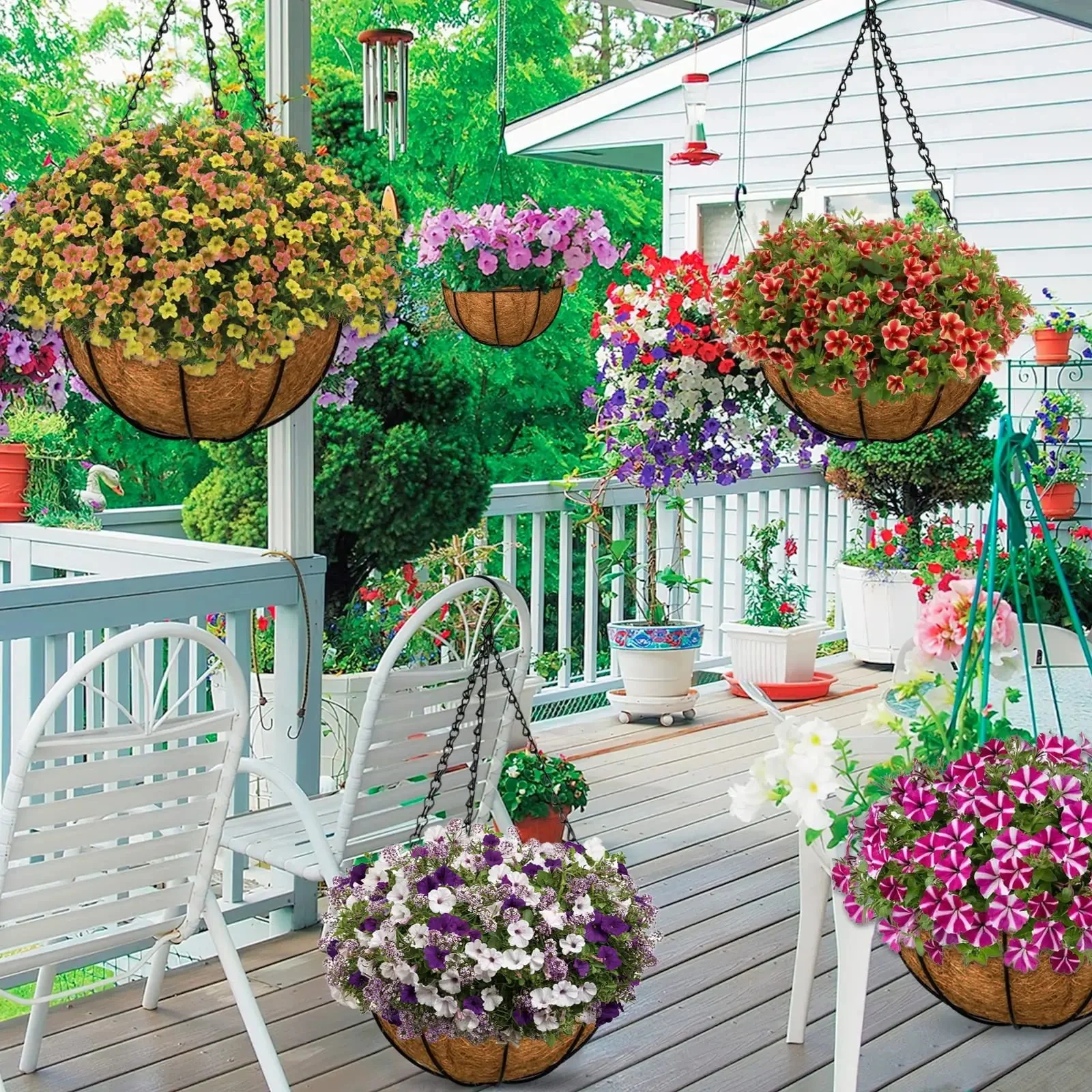 Natural Coconut Fiber Liners 5 Sizes Thick Coconut Liners For Planters Round Hanging Basket Liners Replacement Liners For Garden