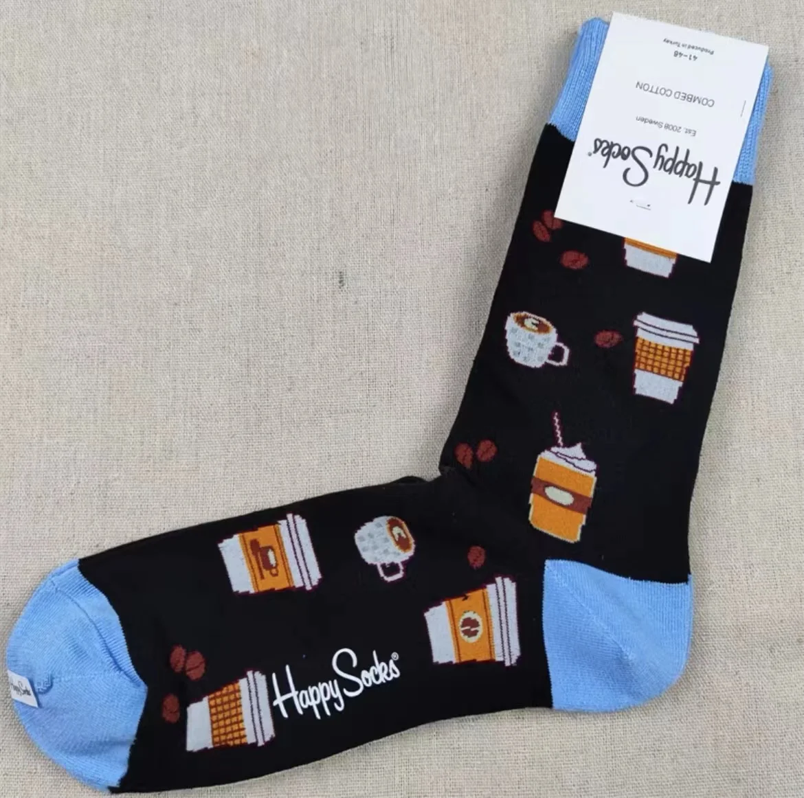 Men's Diamond Check Socks Four Seasons Pure Cotton Geometric Pattern Sports Socks