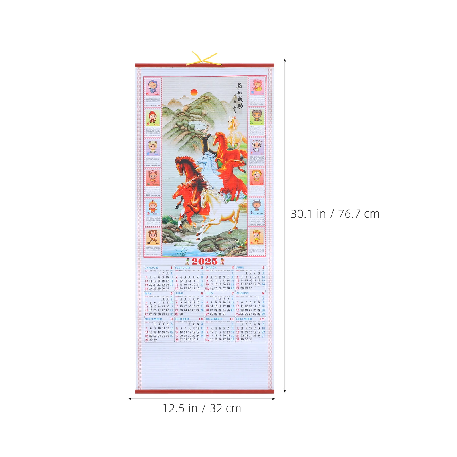 Ano novo chinês 2024 data pendurado calendário de rolagem 2025 pinturas decorativas anuais parede