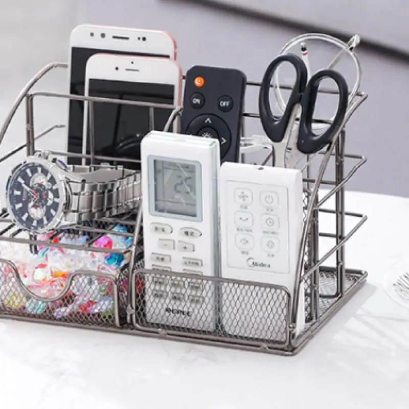 

Nordic Metal Desk Organizer, Multifunctional Office Storage for Stationery & Cosmetics, Compact Design