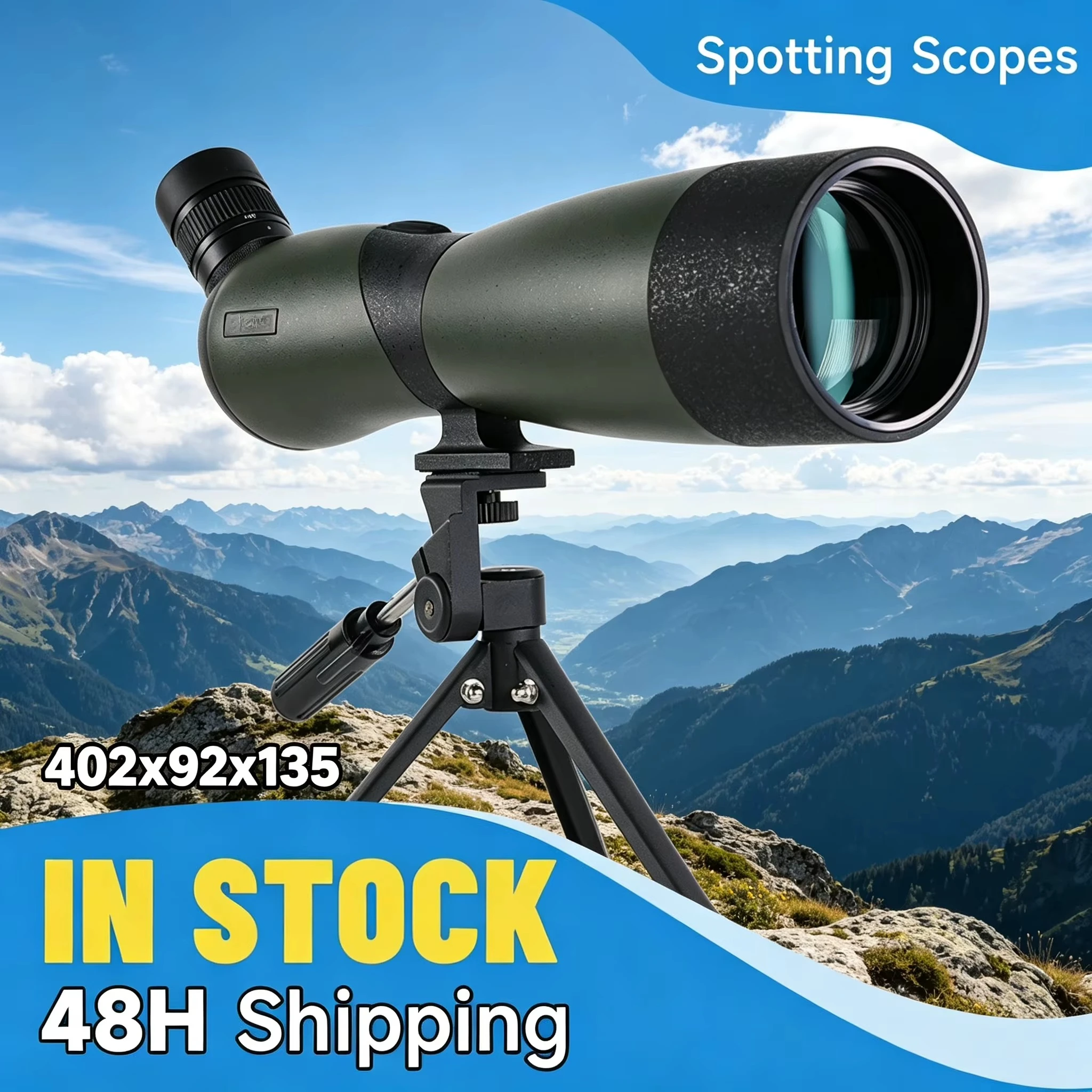 25-75x70 HD Zoom Spotting Scope with Tripod & Phone Adapter for Target Shooting Bird Watching Wildlife Observation