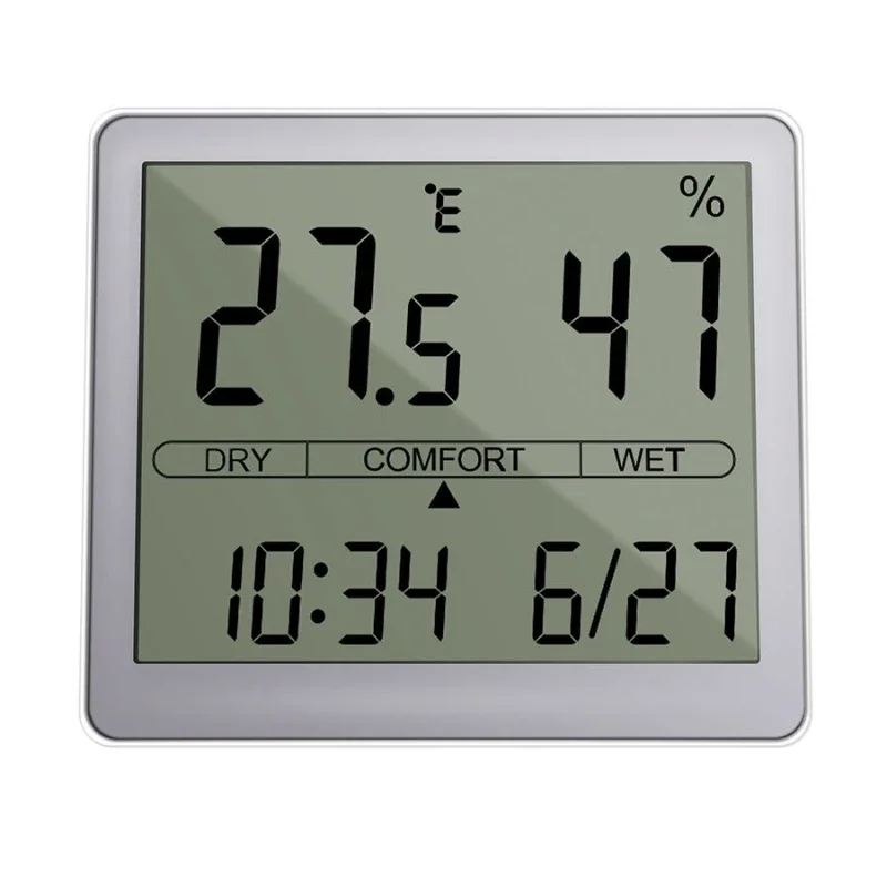 Home clock, large screen electronic thermometer, indoor high-precision baby room, greenhouse dry and wet digital display