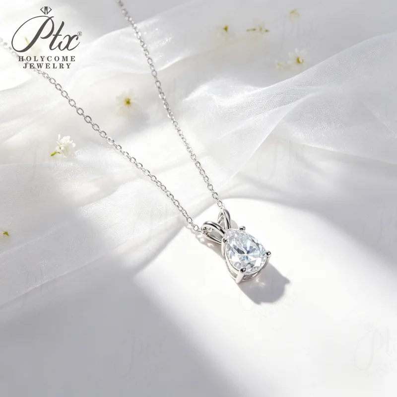 Moissanite Necklace Pear Cut 925 Sterling Silver 2-5CT D Color VVS1 GRA Factory Direct Hypoallergenic Daily Wear Jewelry