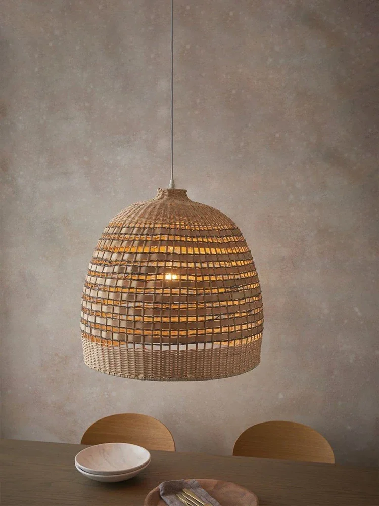 Japanese-style bamboo chandelier Chinese Zen lamps tearoom restaurant homestay art modeling rattan lampshade