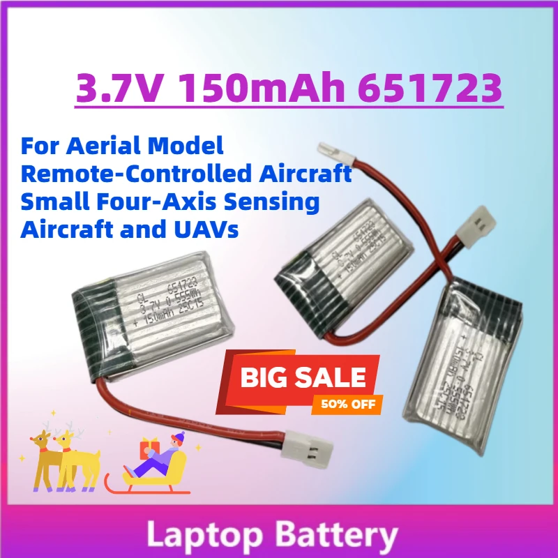 

In Stock 3.7V 150mAh 651723 Li-ion Battery for Aerial Model Remote-Controlled Aircraft Small Four-Axis Sensing Aircraft and UAVs