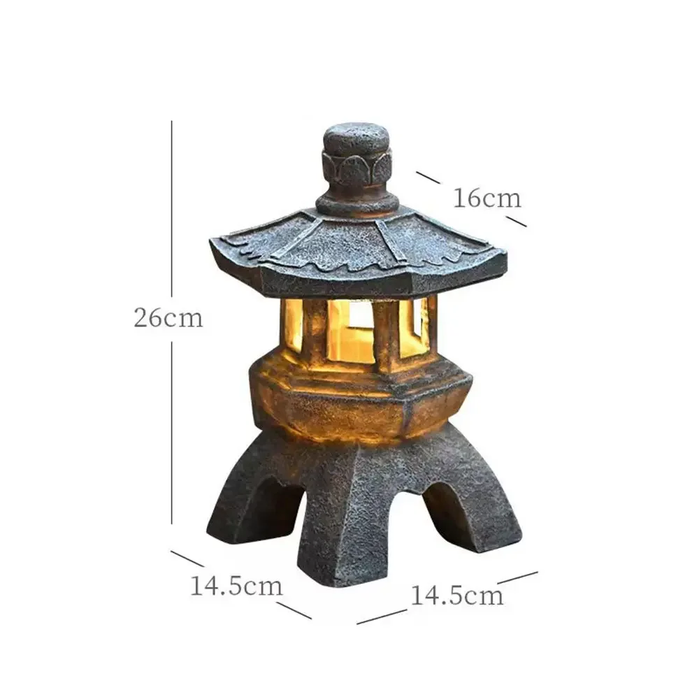 NONE Zen Pagode Stein Solar Gartenlaterne 5