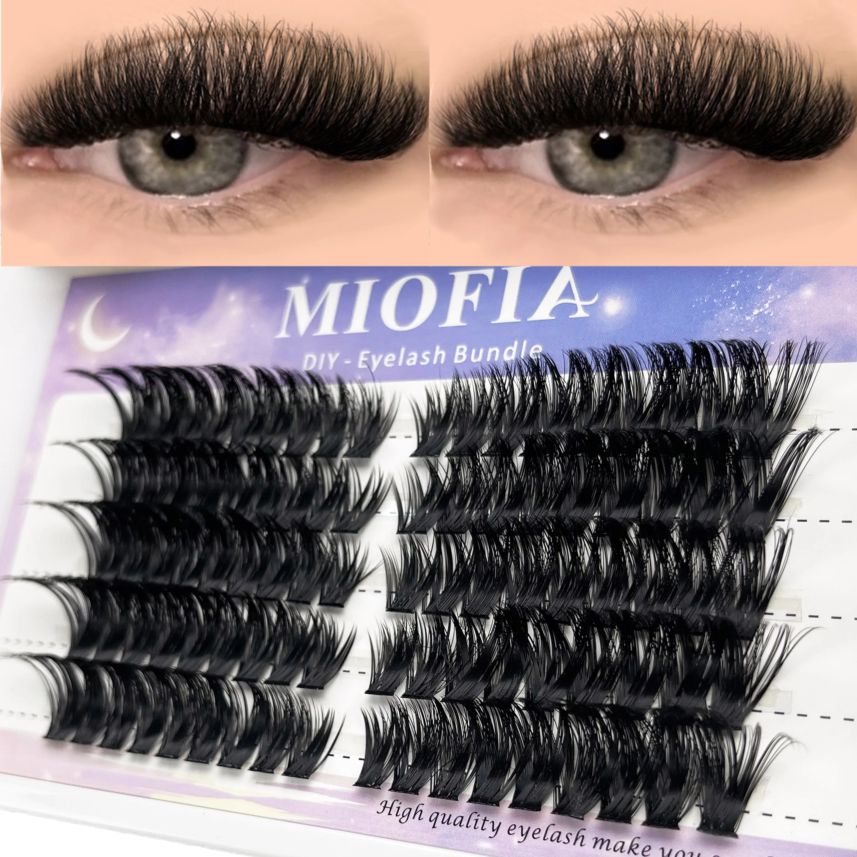 MIOFIA Lashes Clusters DIY Eyelash Extension Volume Fluffy Clusters Lashes Wispy Individual Lashes 3D Cat Eyelashes Makeup Tools
