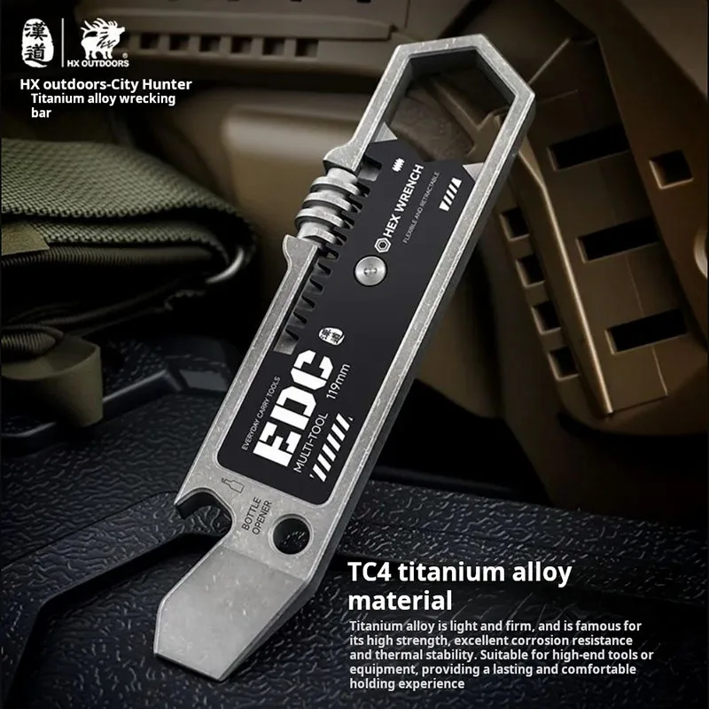 City Hunter Titanium Alloy CT4 Crowbar CNC Process Multifunctional Portable bottle opener with wrench EDC Combination Tools