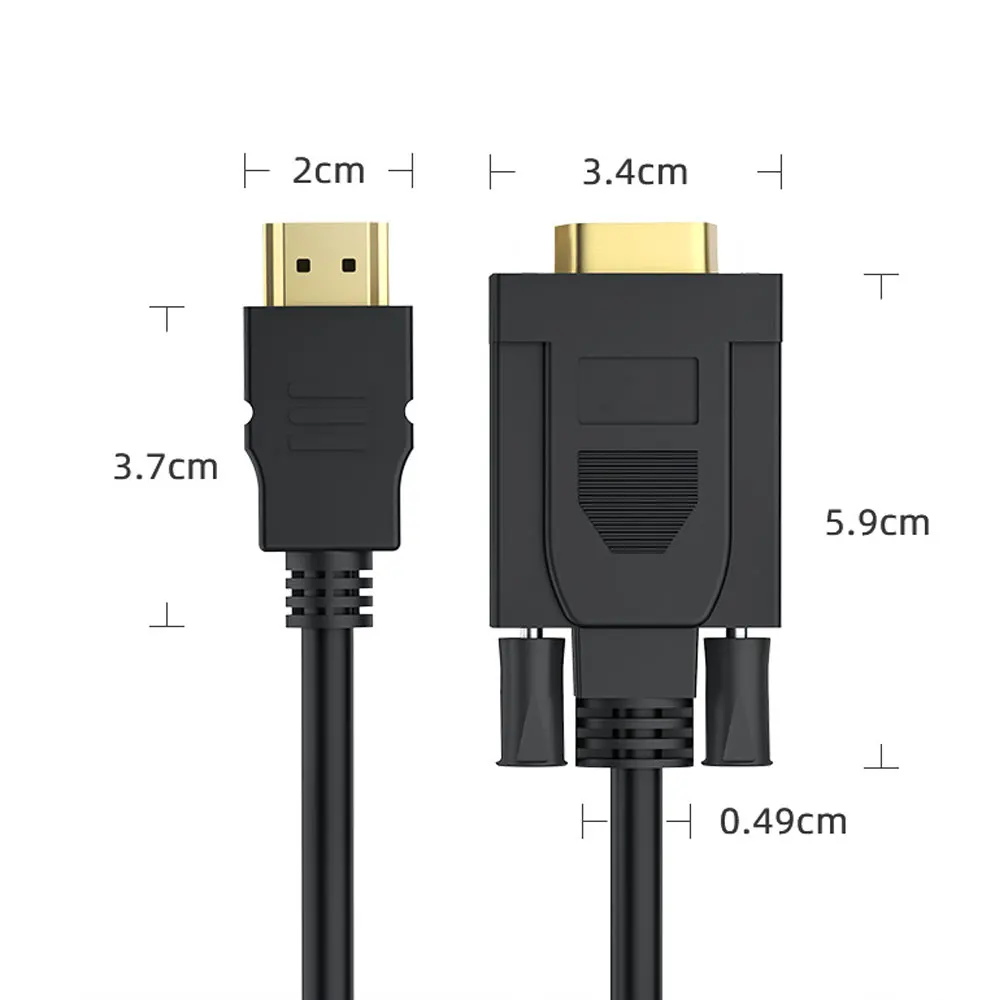 HDMI-Compatible to VGA Adapter Connecto Line Converter Cable 1.8M FHD 1920*1080P For Desktop Laptop PC TV Monitor Projector