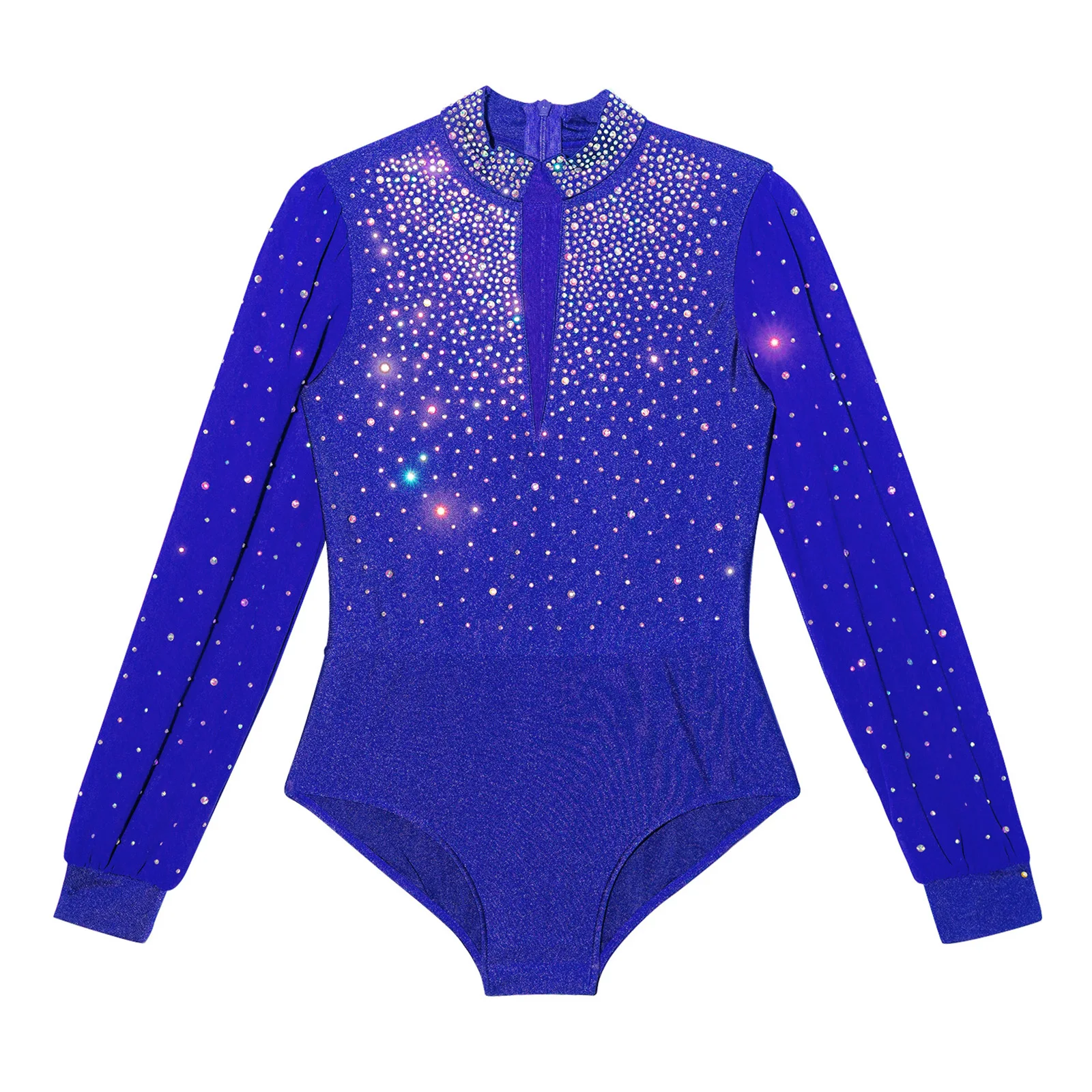 Boy Latin Tango Dance Jumpsuit Ballet Figure Skating Gymnastic Leotard Long Sleeve Shiny Rhinestones Bodysuit Ballroom Dancewear