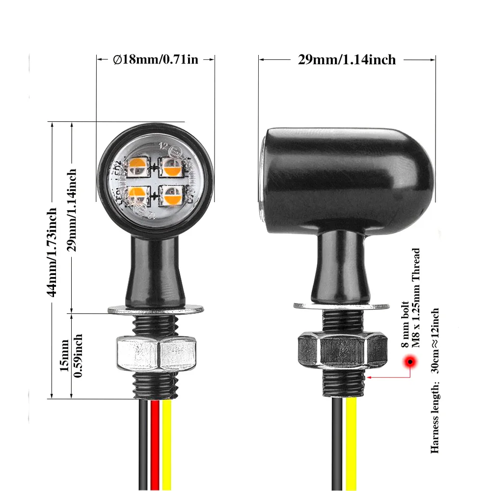 Motorcycle Turn Signal Lights Amber Red White Brake light DRL Mini Flashing Indicator Light for Yamaha Honda Suzuki Kawasaki