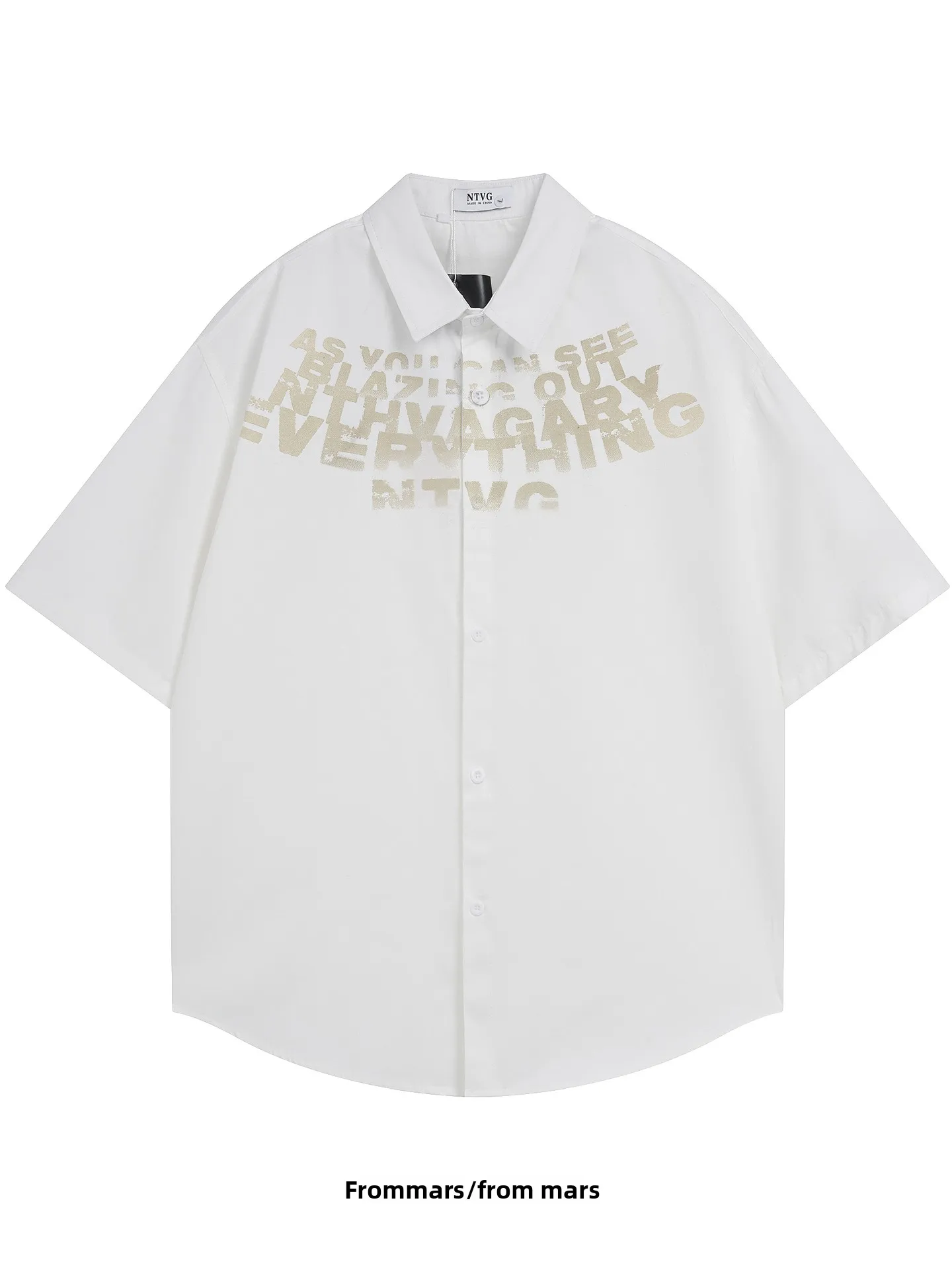 

from Casual Printed Letter Logo Summer irt Loose Fit ort Sve Turn-down Collar Teenage Faion Breathable Cotton