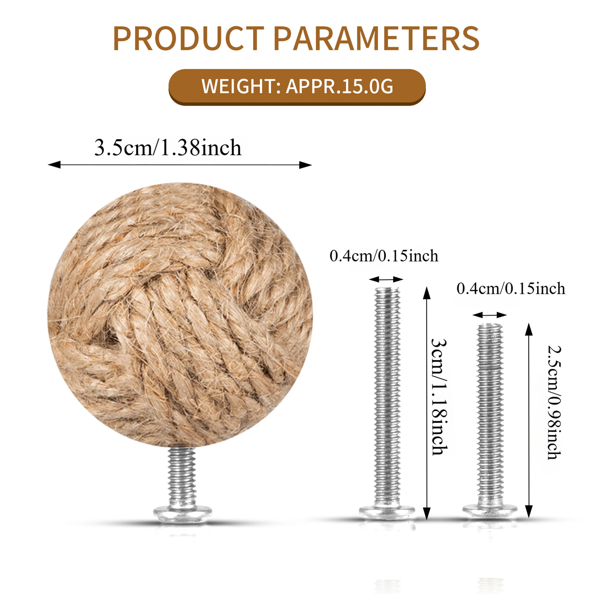 Hemp Rope Drawer Knobs Round Handmade Cabinets Dresser Handles Kitchen Cupboard Wardrobe Door Pulls for Furniture