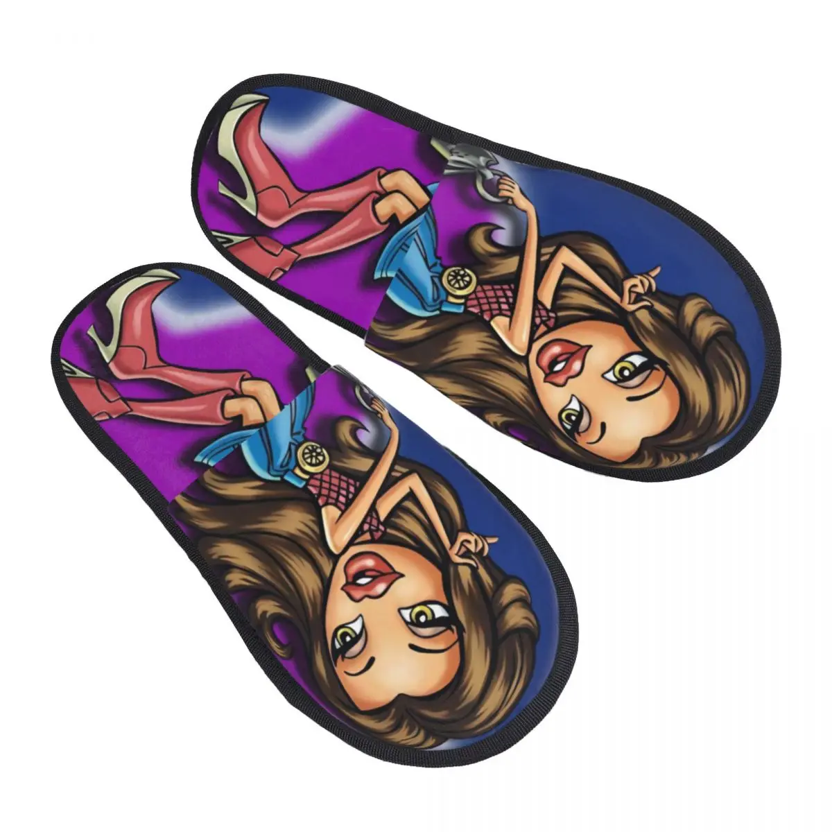 شباشب من إسفنج الذاكرة للنساء، شباشب منزلية ناعمة ودافئة لأفلام الرسوم المتحركة التلفزيونية #1