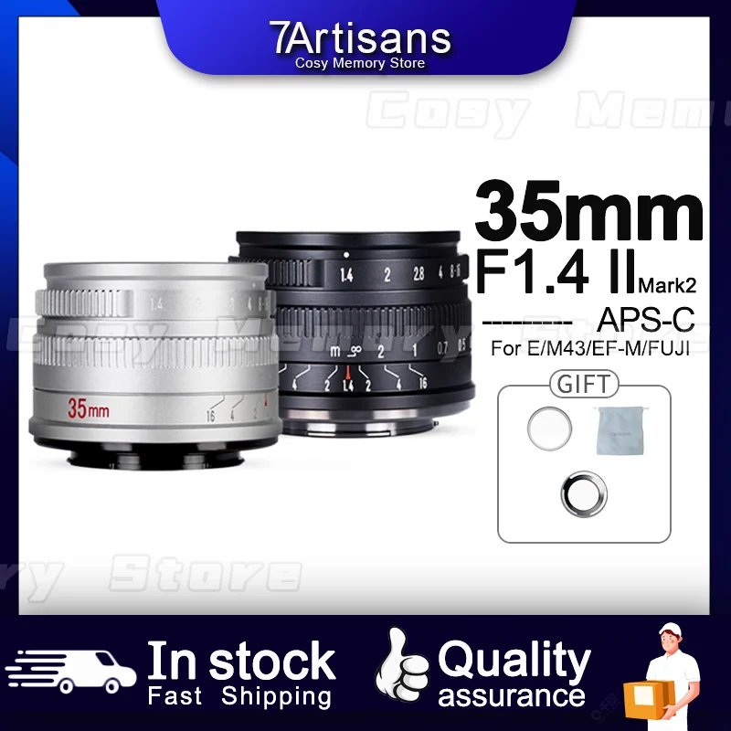 

7artisans 35mm F1.4 APS-C Prime Lens For Sony E A6600 ZV-E10 FUJI FX Canon EOS-M M50 Micro 4/3 epm1 Nikon Z5 Canon RF