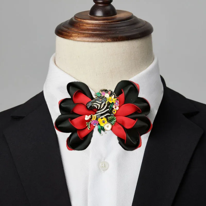 Bow Tie Horse Set High-end Men's Suit Shirt Collar Flower Wedding Bowtie Pocket Towel Sets Original Design Handmade Jewelry Gift