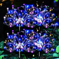 Outdoor Solar Powered LED Lights, Decoração do jardim, fio de cobre, Stake String, Pathway Light, DIY Flores, Pátio Quintal Path