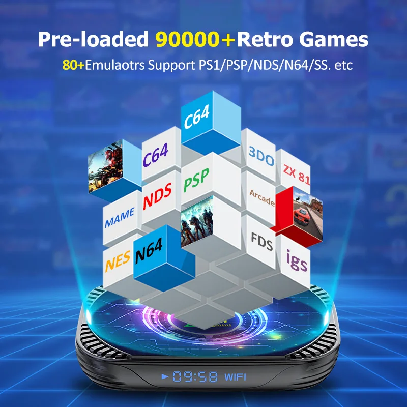 HEYNOW X4 Mini Classic Retro Super Console Amlogic S905X4 Android 11 EE4.6 System with 90000+ Game 80+Emulators 4K/8K HD TV Box