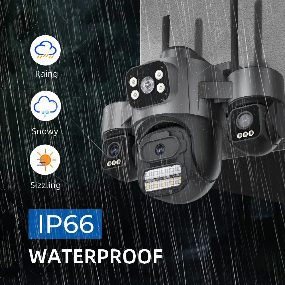 15MP HD Three Screen WIFI IP Camera Outdoor 4K Dual Lens Camera AI Human Detection Waterproof CCTV Video Security Camera ICsee