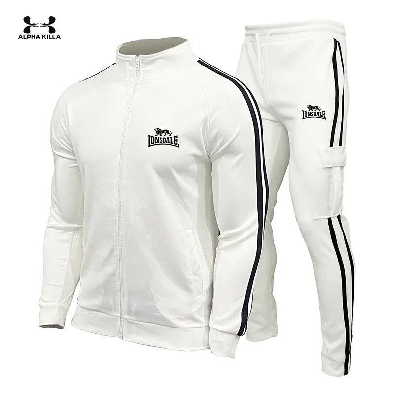 Tracksuits Men New Polyester Sweatshirt Sporting 2023 Gyms Spring Jacket + Pants Casual Men\'s Track Suit Sportswear Fitness