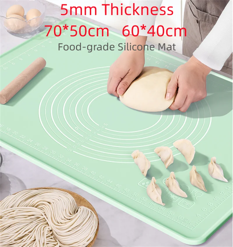 5mm Thick Large Kneading Dough Pad Silicone Baking Mat 70X50 60X40 Non-Stick Pastry Board Reusable Kitchen Baking Mat Accessory