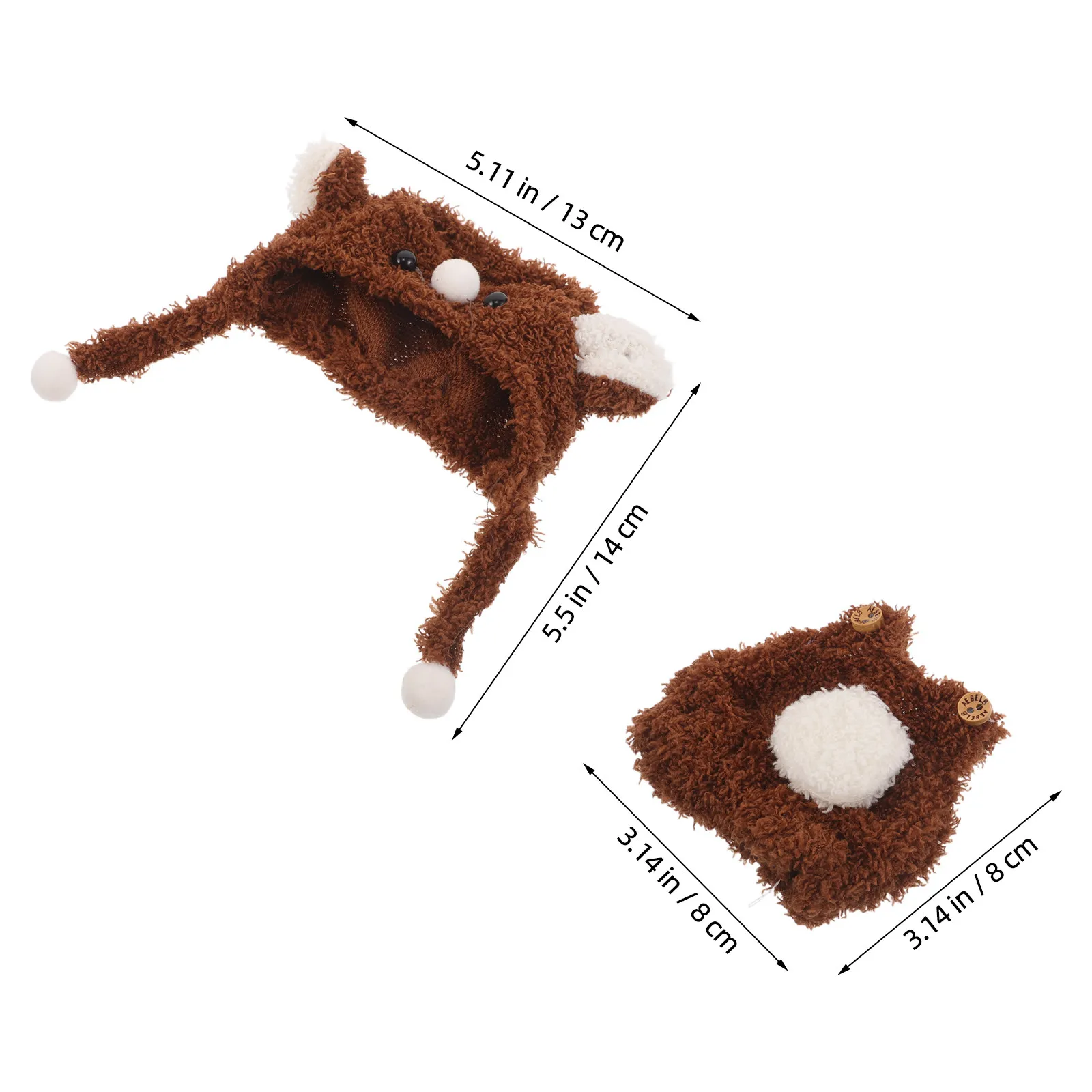 1Set Bear Clothes Outfit Cute Hood Hat Overalls Soft Comfortable for 17Cm Miniature Costume Accessories Dress Up