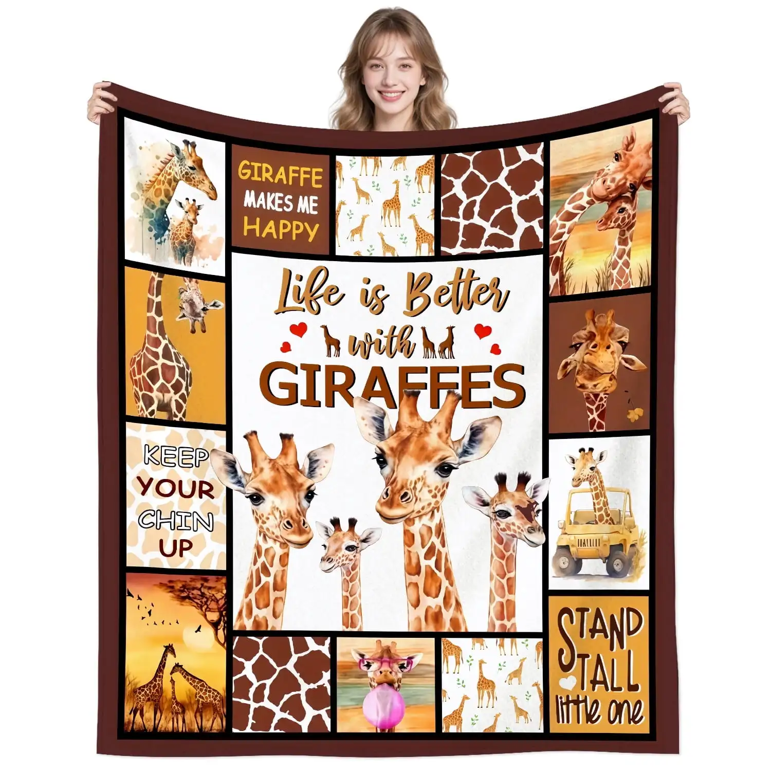 Giraffe Blanket Gifts for Women Men Adults,Warm Plush Stuff Animal Print Throw Blanket for Bed Couch Outdoor