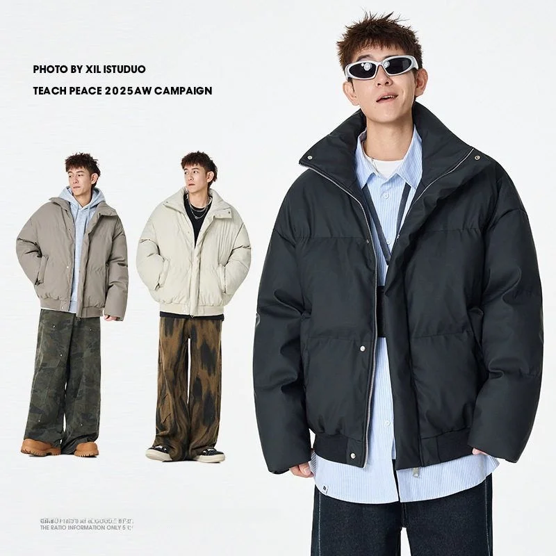 الرجال الشتاء القطن Jaet ort الجلود الصلبة الوقوف الياقة الأمريكية Sle عارضة فضفاضة تناسب ألياف البوليستر Thiened ملء