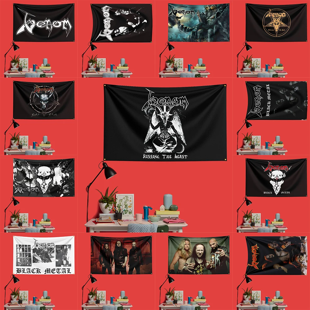 

Venom Inspired Rock Music Flag 3x5 FT 90x150cm Polyester Decorative Banner Tapestry For Music Fans Bedroom Wall Decoration