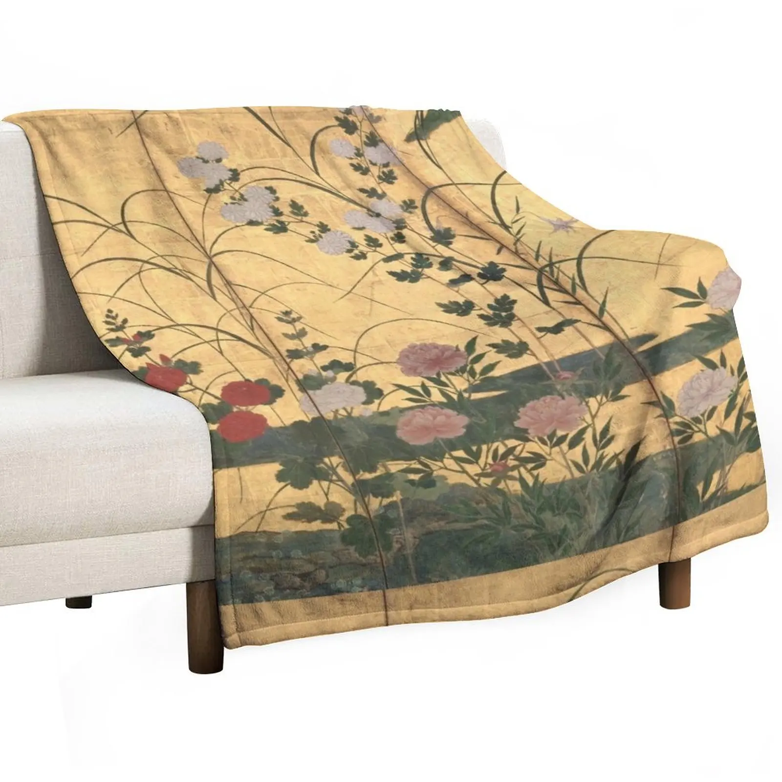 Flowers and Grasses of the Four Seasons Throw Blanket Nap Heavy Decorative Sofa Bed Fashionable funny gift Blankets