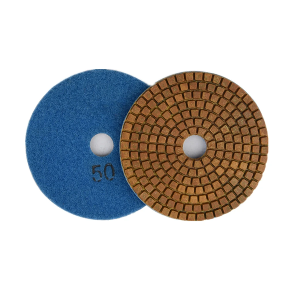 GP18 Velcro Back Diamond Flexible Resin Polishing Pads 5 Inch Hybrid Copper Bond Grinding Pad for Metal Scratches Removal