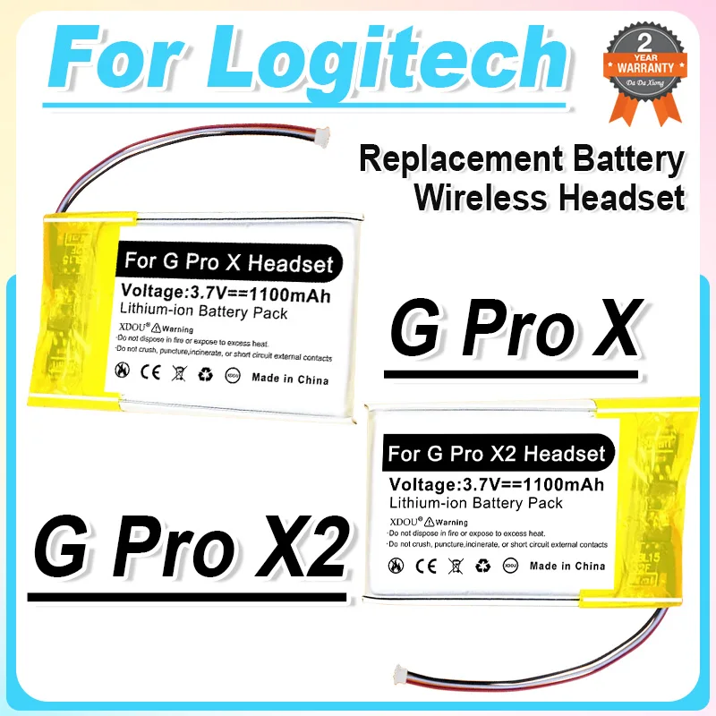 Brand New Replacement Wireless Headset Battery For Logitech G Pro X 2 X2 Gaming Headset 1100mAh Bateria