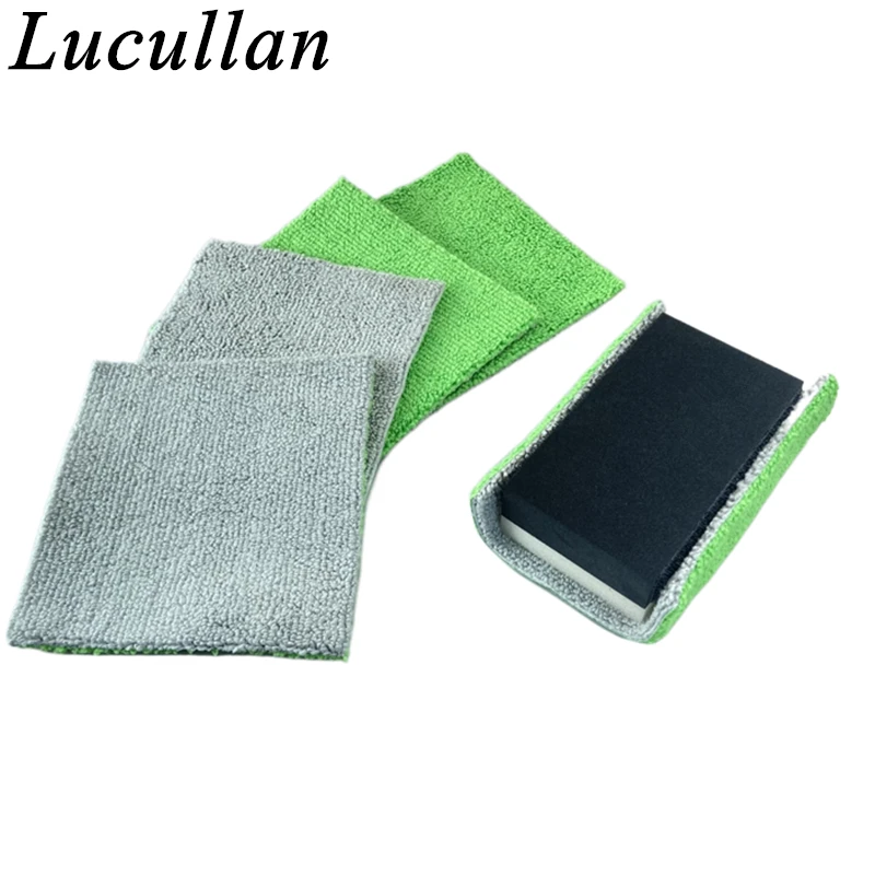 Lucullan Portable Ceramic Coating Applicators Thick Cloth+ Foam Block with Double Side Hook and Loop