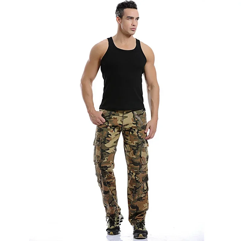 2024 High Quality Men's Cargo Pants Casual Loose Multi Pocket Cotton Pants Long Trousers for Men Camo Joggers Plus Size 28-40