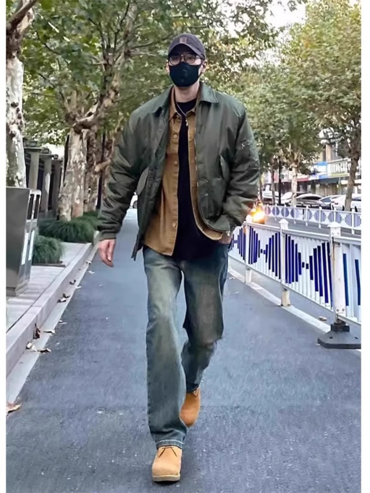 

Мужские джинсы в стиле ретро, свободного прямого кроя, синие, модные, для уличной моды, повседневные, со средней посадкой, длинные