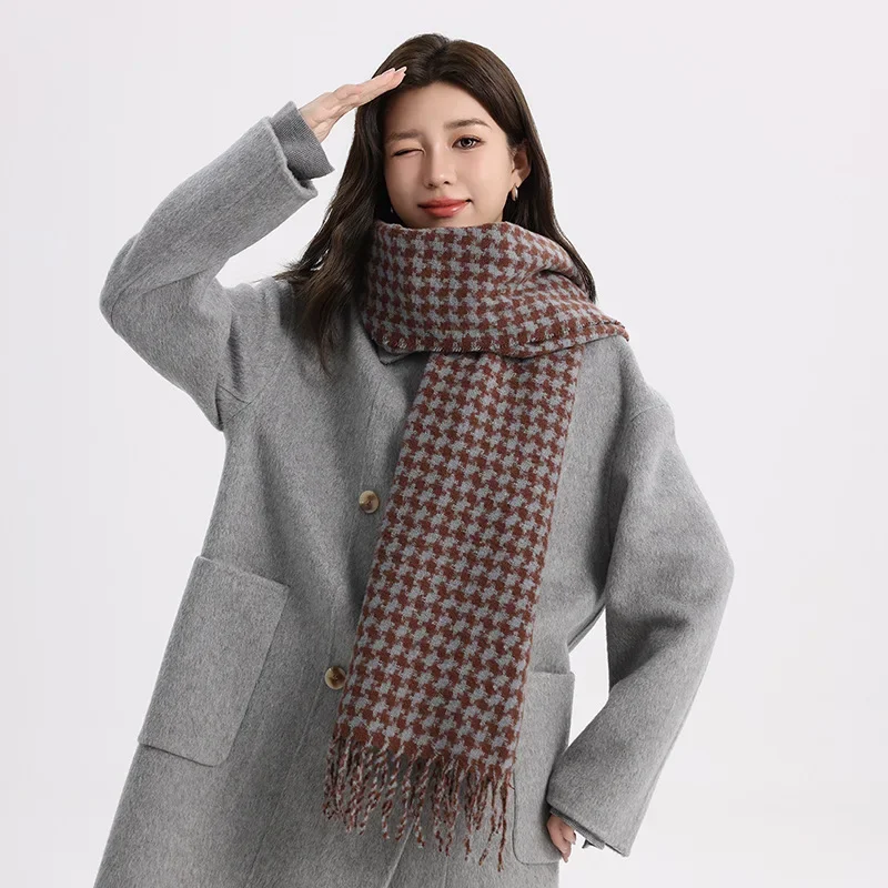 2024 Plaid Scarf For Women Winter Thickened Warm Scarf Decoration Winter Dress Couple Shawl Christmas Gift Birthday Gift