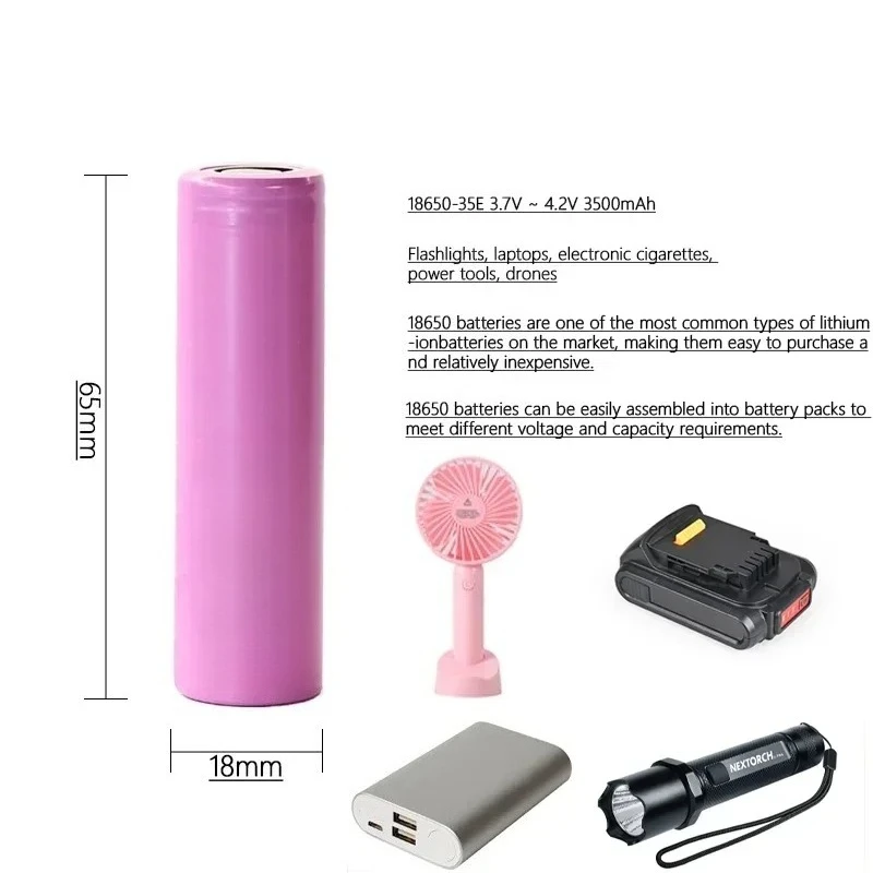 

NEW 100%Original 35E 20A Discharge Rechargeable Battery 3500mAh INR18650 35E 1-200pcs For Flashlight batteries 3.7V Li-Ion Bat