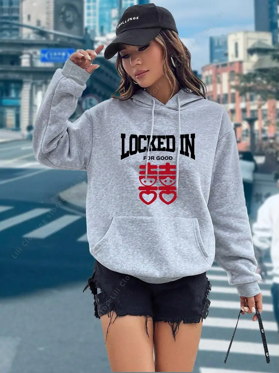 Śmieszne bluzy z nadrukiem liter damskie topy 2026 nowa bluza estetyczna z kapturem modna odzież streetwear damska bluza Y2k