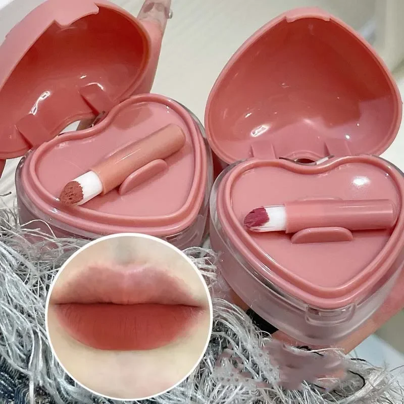 Heart-shaped Blush Cream Lip Cheek Dual-purpose Lip Mud Lipstick Natural Plum Rose Coral Red Matte Monochrome Blusher Cream