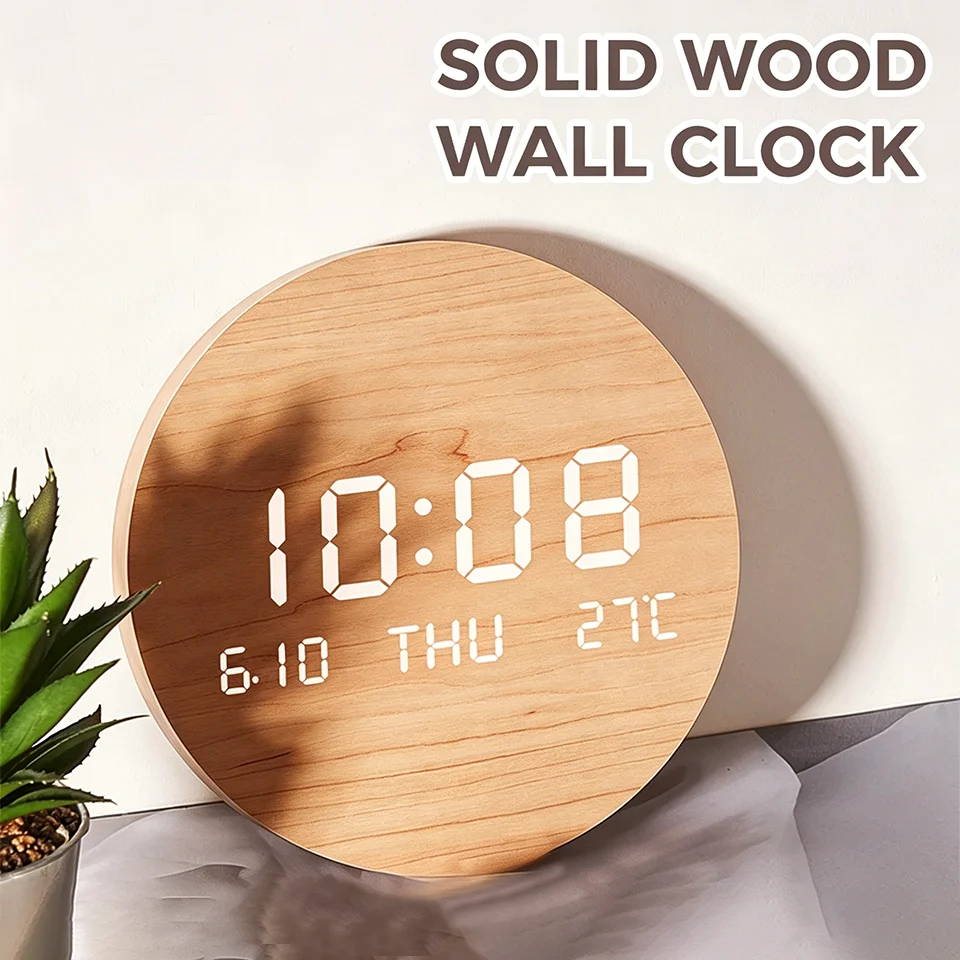 Reloj de Pared Digital LED con Temperatura, Fecha y Hora, Pantalla Multifunción, Pantalla Grande, Reloj Silencioso para el Hogar, Dormitorio, Sala de Estar, Reloj Decorativo