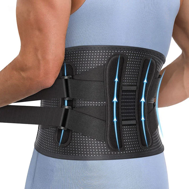 Lower Back Brace with 4 Stays Anti-skid Orthopedic Lumbar Support Breathable Waist Support Belt for Gym Pain Relief Breathable