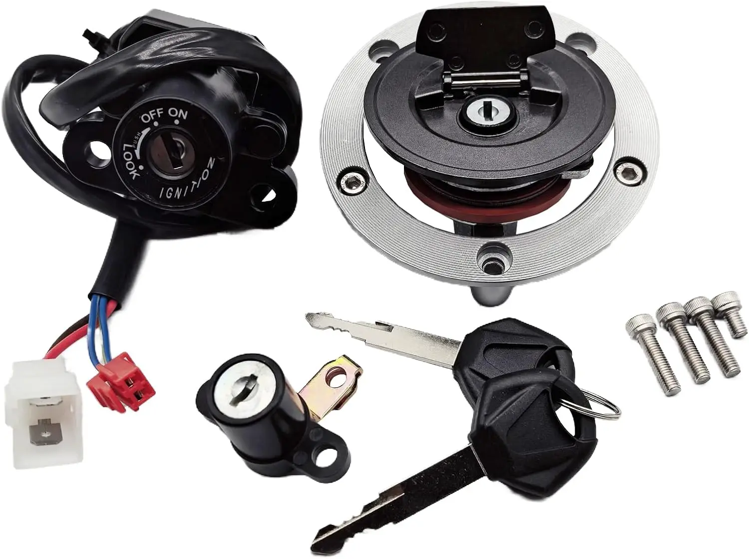 Ignition Switch Seat Lock Gas Fuel Tank Cap Cover with Key Set Fit for Yamaha YZF R1 R6 FZ6 FZ09 FZ6R
