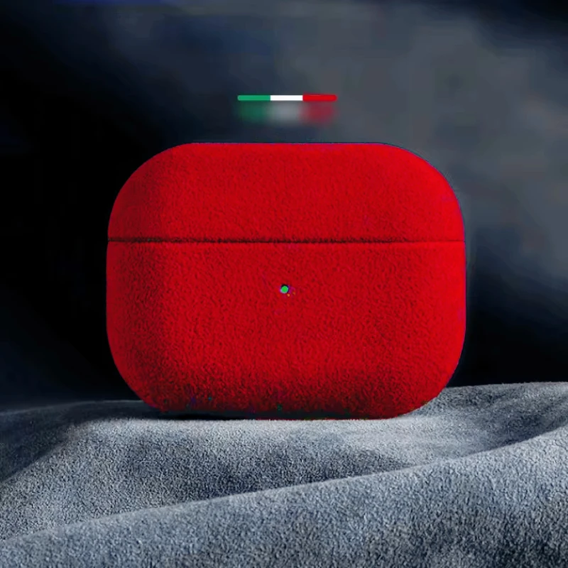 NONE Italienische Wildlederhülle für Airpods Pro 2, für Airpods Pro 3, Airpods 4 3, luxuriöse Kunstleder-All-Inclusive-Hülle 4