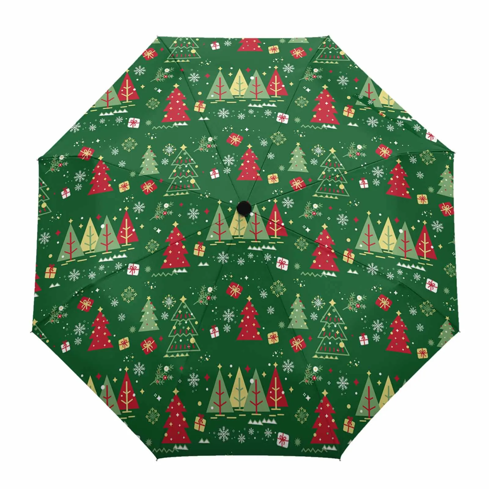 Christmas Tree Snowflake Gift Flower Automatic Umbrella for Rain Foldable Parasol Umbrella Eight strand Outdoor Umbrellas