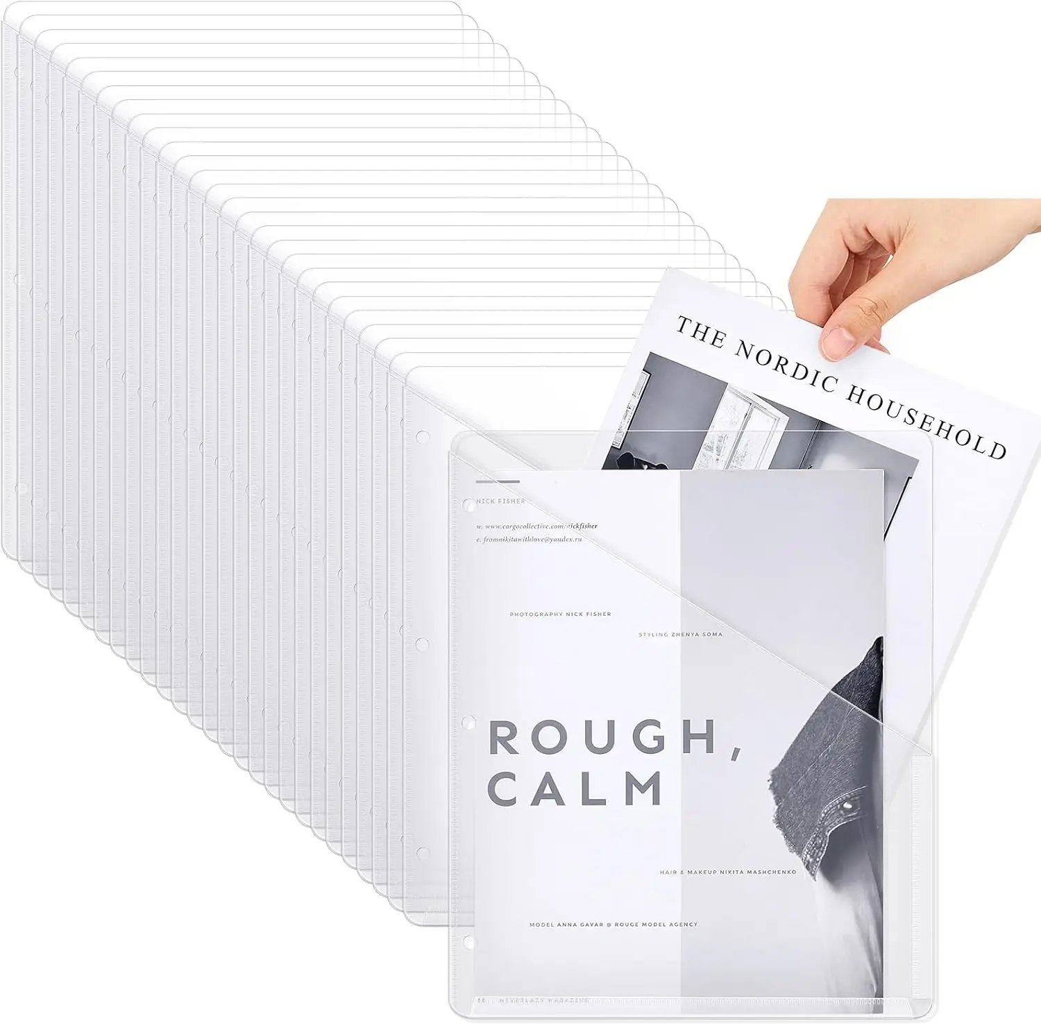 

100 Pcs Clear Plastic Binder Folders with 2 Pockets, 3 Hole Punch for Office School Document Organizer