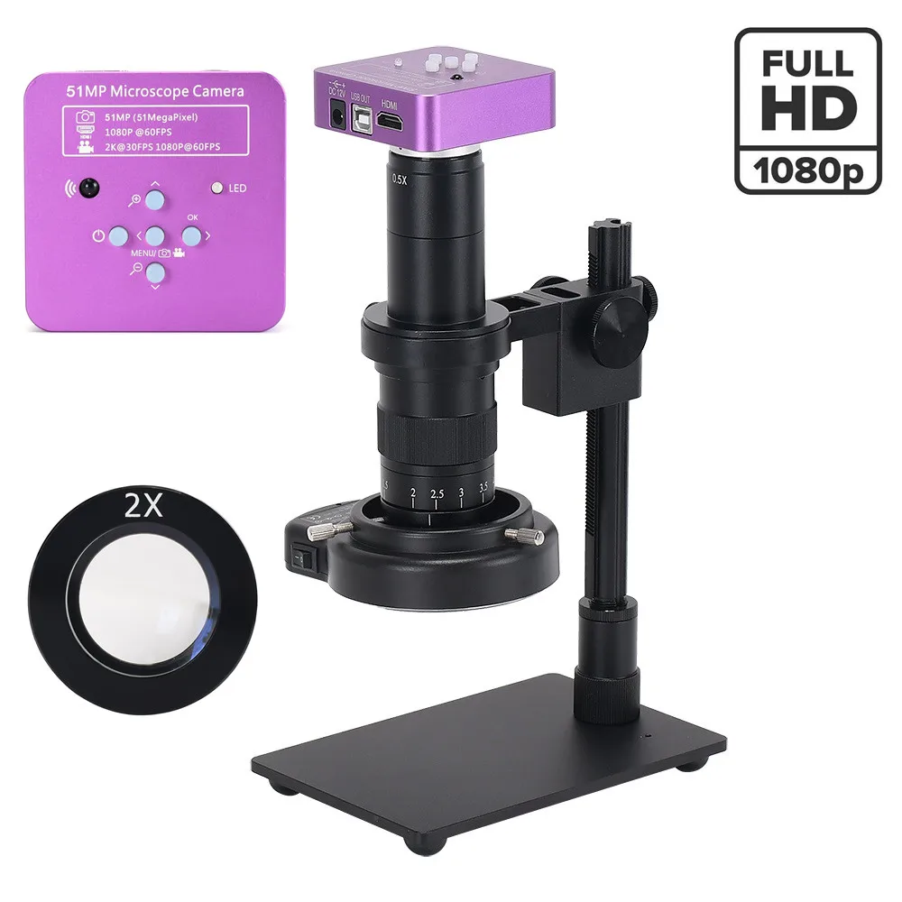 

51MP 1080P Electronic Microscope 180X C-Mount Lens FHD HDMI USB Industrial Digital Microscope Camera for Phone Repair Soldering