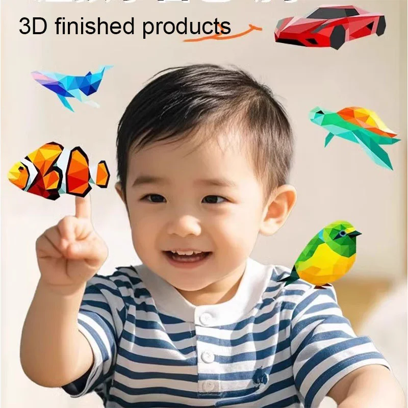 Dziecięcy kolaż geometryczny 3D, zestaw do samodzielnego wykonania naklejek dla dzieci w wieku przedszkolnym, zabawki edukacyjne